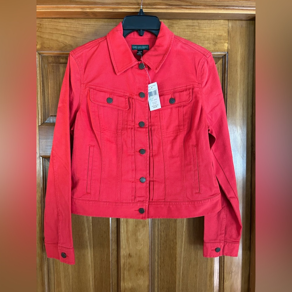 Lauren Jeans Company Vibrant Red Jean Jacket